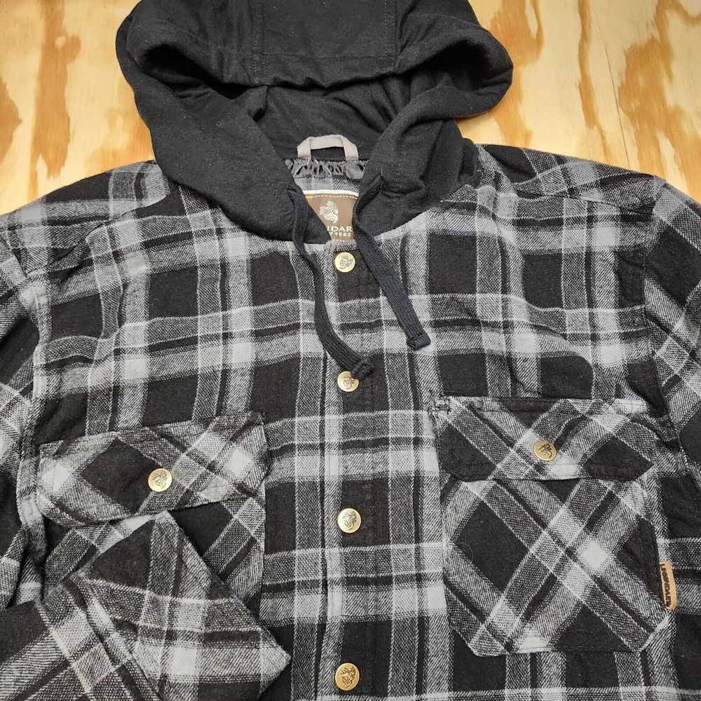 Legendary Outfitters XL Snap Hood Jacket Gray Black Pockets Very‎ Warm Insulated - Picture 4 of 8